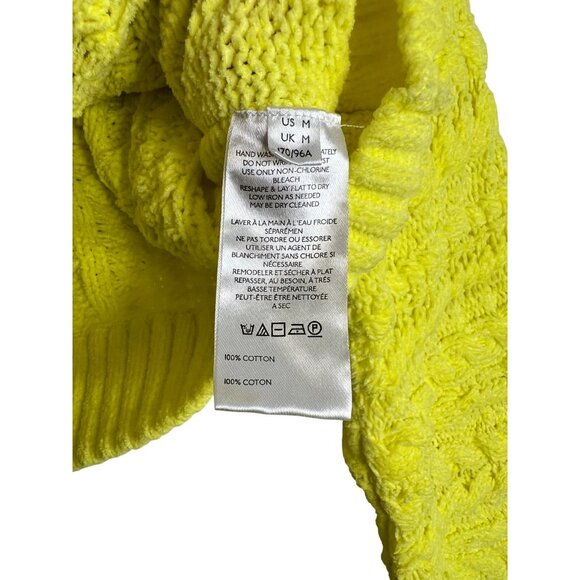 Free People Sadie Cable Cardi Neon Yellow Size Medium Cropped Cable Knit - Picture 3 of 4